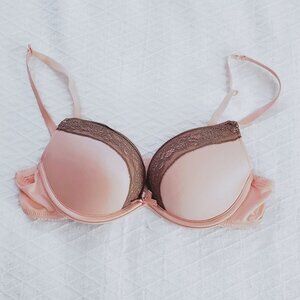 New- AERIE Peach with Taupe "EMMA" Bra- Padded- 34A